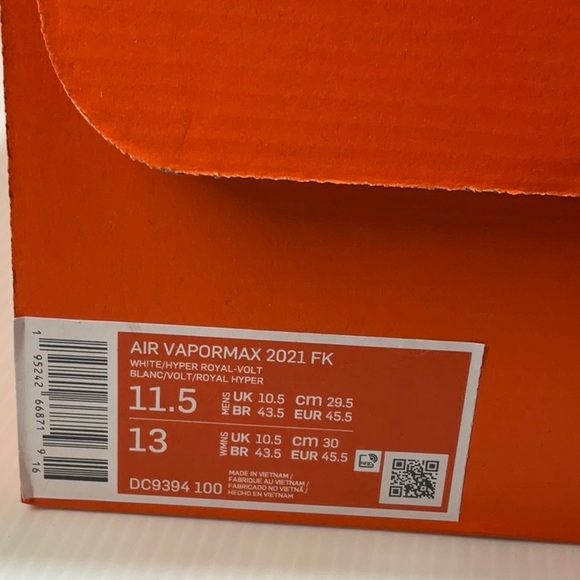 Nike air vapormax 2021 FK white blue running shoes size 11.5 men us - Picture 5 of 5